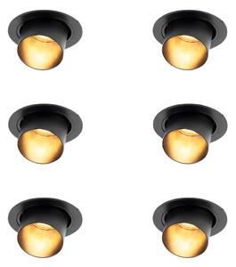Set od 6 modernih ugradbenih reflektora crni okrugli nagibni - Installa