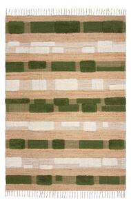 Zeleni/u prirodnoj boji ručno rađen tepih od mješavine jute 120x170 cm Medina Blocks – Flair Rugs
