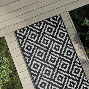VidaXL Vanjski tepih bijeli i crni 80 x 250 cm PP