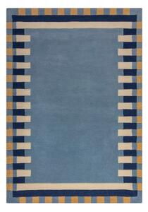 Plavi ručno rađen vunen tepih 120x170 cm Kai Wool Border – Flair Rugs