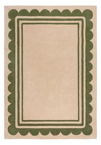 Zeleni/u prirodnoj boji ručno rađen vunen tepih 160x230 cm Lois Scallop – Flair Rugs