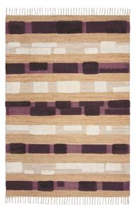 Ljubičasti/u prirodnoj boji ručno rađen tepih od mješavine jute 120x170 cm Medina Blocks – Flair Rugs