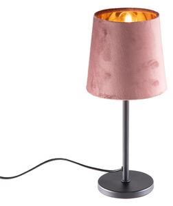 Moderne tafellamp zwart met roze kap - Lakitu