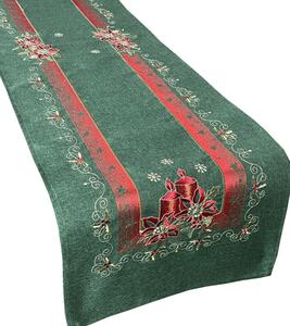 Božićni zeleni stol s vezom Širina: 40 cm | Duljina: 220 cm