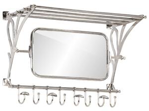VidaXL Stalak za prtljagu s vješalicama i zidnim ogledalom aluminijski
