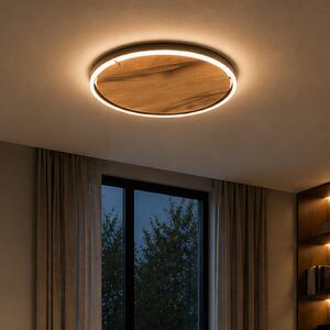Elobra LED stropna svjetiljka Havana M, hrastov čvor/metal, Ø 57 cm, prigušiva, Drvo, Dnevni boravak/blagovaonica, Drvo