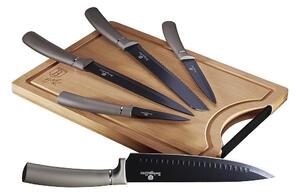 BerlingerHaus - Set noževa od nehrđajućeg čelika s daskom za rezanje od bambusa 6 kom bež/crna