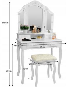 Prekrasni toaletni stolić s velikim zrcalom u bijeloj boji