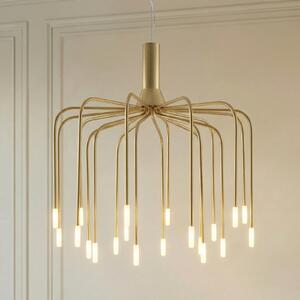 Lucande Ariadne LED viseća lampa, Ø 57 cm, mat zlato, 20 svjetiljki, prigušiva, Zlato / mjed, Dnevni boravak/blagovaonica, Metal