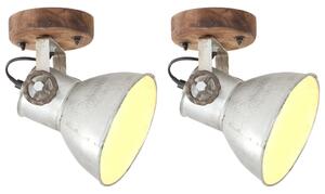 VidaXL Industrijske zidne/stropne svjetiljke 2kom srebrne 20x25 cm E27