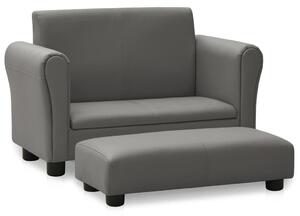 VidaXL Dječja sofa s tabureom od umjetne kože siva