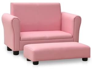 VidaXL Dječja sofa s tabureom od umjetne kože ružičasta