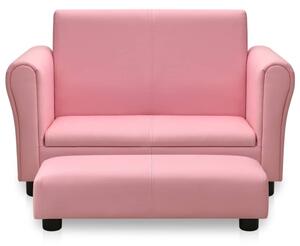 VidaXL Dječja sofa s tabureom od umjetne kože ružičasta