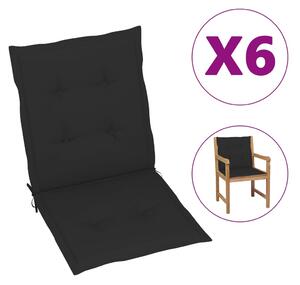 VidaXL Jastuci za vrtne stolice 6 kom crni 100 x 50 x 3 cm