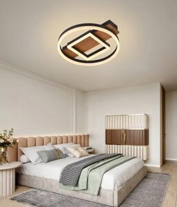 LED stropna svjetiljka 46W crno/drveno tijelo CCT + daljinski upravljač