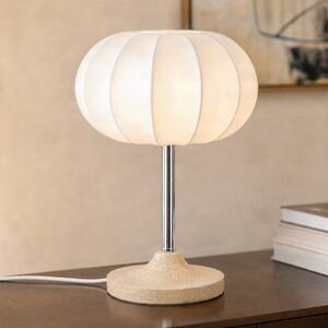 NOLA Elovie stolna lampa, prirodna/krom, tkanina/travertin, 35 cm, Bijela, Dnevni boravak/blagovaonica, Tkanina / tekstil