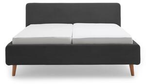 Tamno sivi bračni krevet od samta Meise Möbel Mattis Cord, 180 x 200 cm