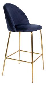 Set od 2 plave barske stolice s baršunastim presvlakom s mjedenim nogama House Nordic Lausanne