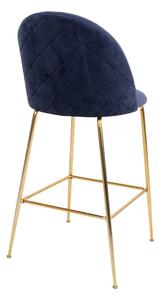 Set od 2 plave barske stolice s baršunastim presvlakom s mjedenim nogama House Nordic Lausanne