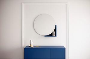 Zidno ogledalo s tamno plavom policom Skandica Lucija, ø 60 cm