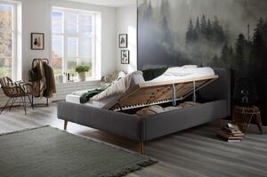Krevet od sivog samta s podnicom i prostorom za odlaganje Meise Möbel Mattis Cord, 180 x 200 cm