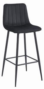 Barska stolica POZZA VELVET s crnim nogama, crna