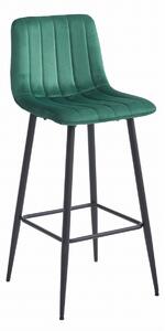 Barska stolica POZZA VELVET s crnim nogama, tamno zelena