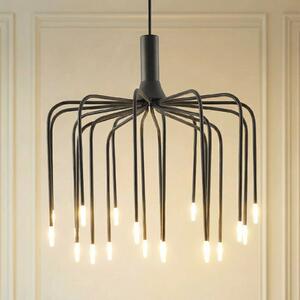 Lucande Ariadne LED viseća svjetiljka, Ø57 cm, mat crna, 20 svjetala, prigušiva, Crno, Dnevni boravak/blagovaonica, Metal