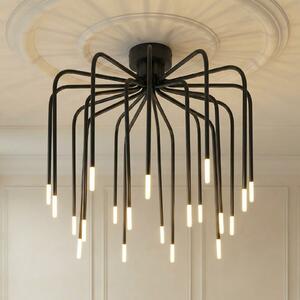 Lucande Ariadne LED stropna svjetiljka, Ø57 cm, mat crna, 20 žarulja, prigušiva, Crno, Dnevni boravak/blagovaonica, Metal