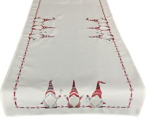 Bijeli božićni stolnjak s crvenim vilenjačkim vezom Širina: 55 cm | Duljina: 120 cm