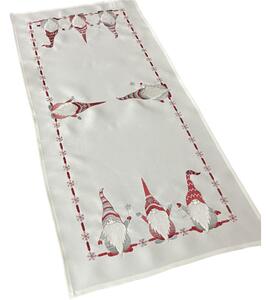 Bijeli božićni stolnjak s crvenim vilenjačkim vezom Širina: 55 cm | Duljina: 120 cm