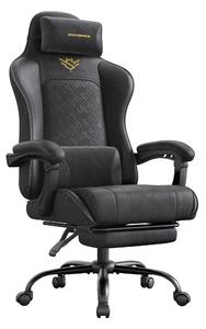 Ergonomska gamerska stolica s naslonom za noge i naslonima za ruke, tintno crna