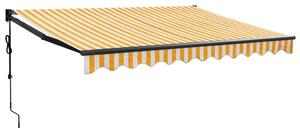 VidaXL Automatska tenda na uvlačenje žuto-bijela 3,5 x 2,5 m