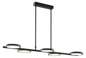 Moderna viseća svjetiljka crna uklj. LED 3-stupanjska prigušiva 5-svjetla - Vivé