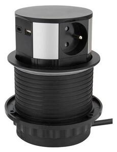 Solight PP100USBC-B - Izvlačni stup s utičnicama za stol 3x230V + 2xUSB crna