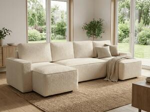 Razvlačna U kutna garnitura SMART BOUCLE 303x140 cm, krem