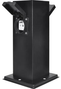 Solight PG11B - Vanjski stup s utičnicama 2Z 230V IP44 crna uglast