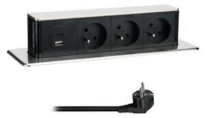 Solight PP126USBC - Stup s utičnicama za stol 3x230V + USB-A + USB-C