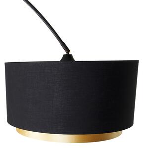 Moderna lučna svjetiljka crna s dvostrukim sjenilom crna sa zlatom - XXL
