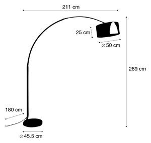 Moderna lučna svjetiljka crna s boucle sjenilom bijelo 50 cm - XXL