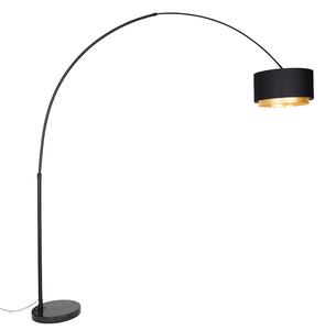 Moderna lučna svjetiljka crna s dvostrukim sjenilom crna sa zlatom - XXL