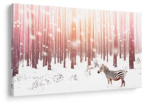 Slika - Zebra u snježnoj šumi (90x60 cm)