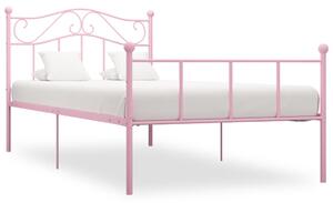 VidaXL Okvir za krevet ružičasti metalni 90 x 200 cm
