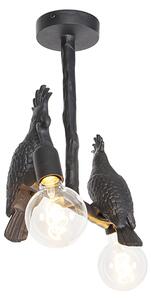 Vintage stropna svjetiljka crna - Papegoje