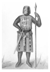 Ilustracija Old illustration of Knight of the 13th century, mikroman6