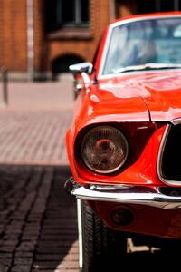 Ilustracija Closeup of a red classic mustang car, My pictures