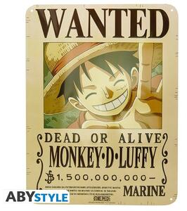 Metalni znak One Piece - Luffy Wanted New World, ( x cm)
