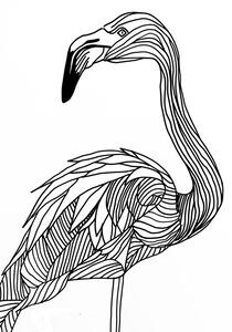 Ilustracija Lines art Flamingo, Justyna Jaszke, (30 x 40 cm)