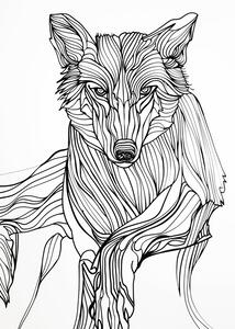 Ilustracija Lines art Wolf, Justyna Jaszke, (30 x 40 cm)
