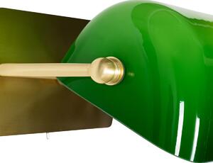 Klasična notarska zidna lampa od mesinga sa zelenim staklom - Bankar